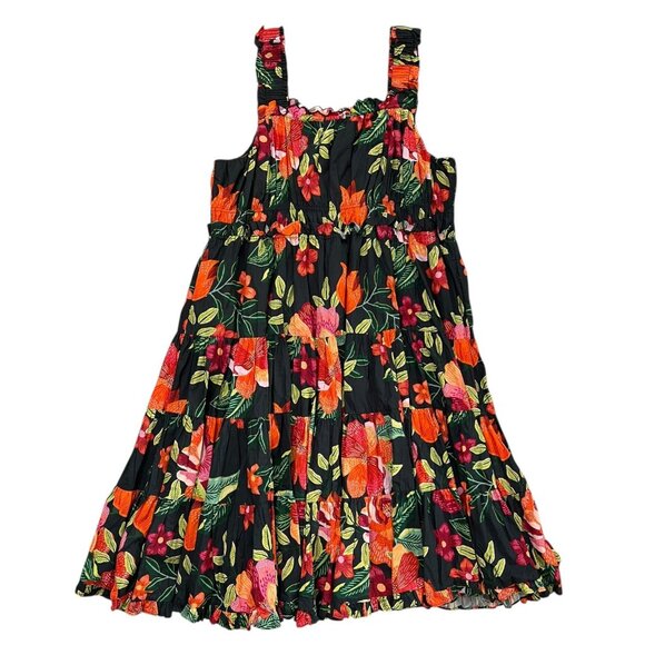 Jessakae Capri Floral Tiered Midi Dress Black 4X Tropical Cottagecore Dopamine - Picture 2 of 11